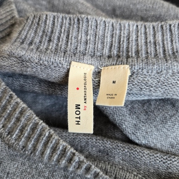 Moth Anthropologie Sz M Gray Knit Sweater Women's Medium‎ Long Sleeve Pullover - Picture 6 of 9